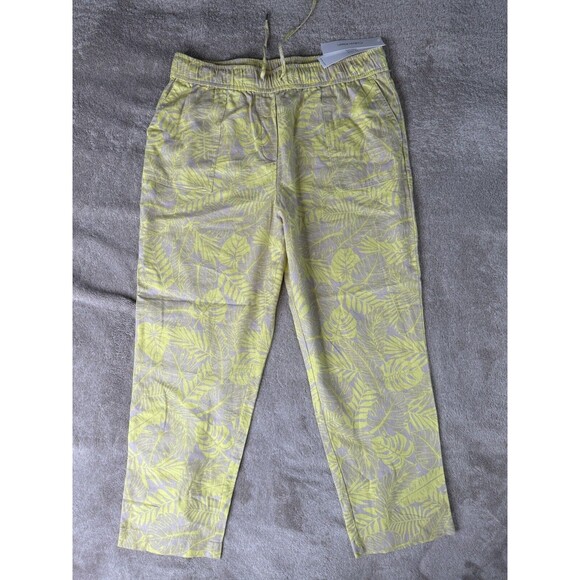 Calvin Klein Women’s Tropical Palm Print Pants,SizeL,55%linen - Picture 1 of 14